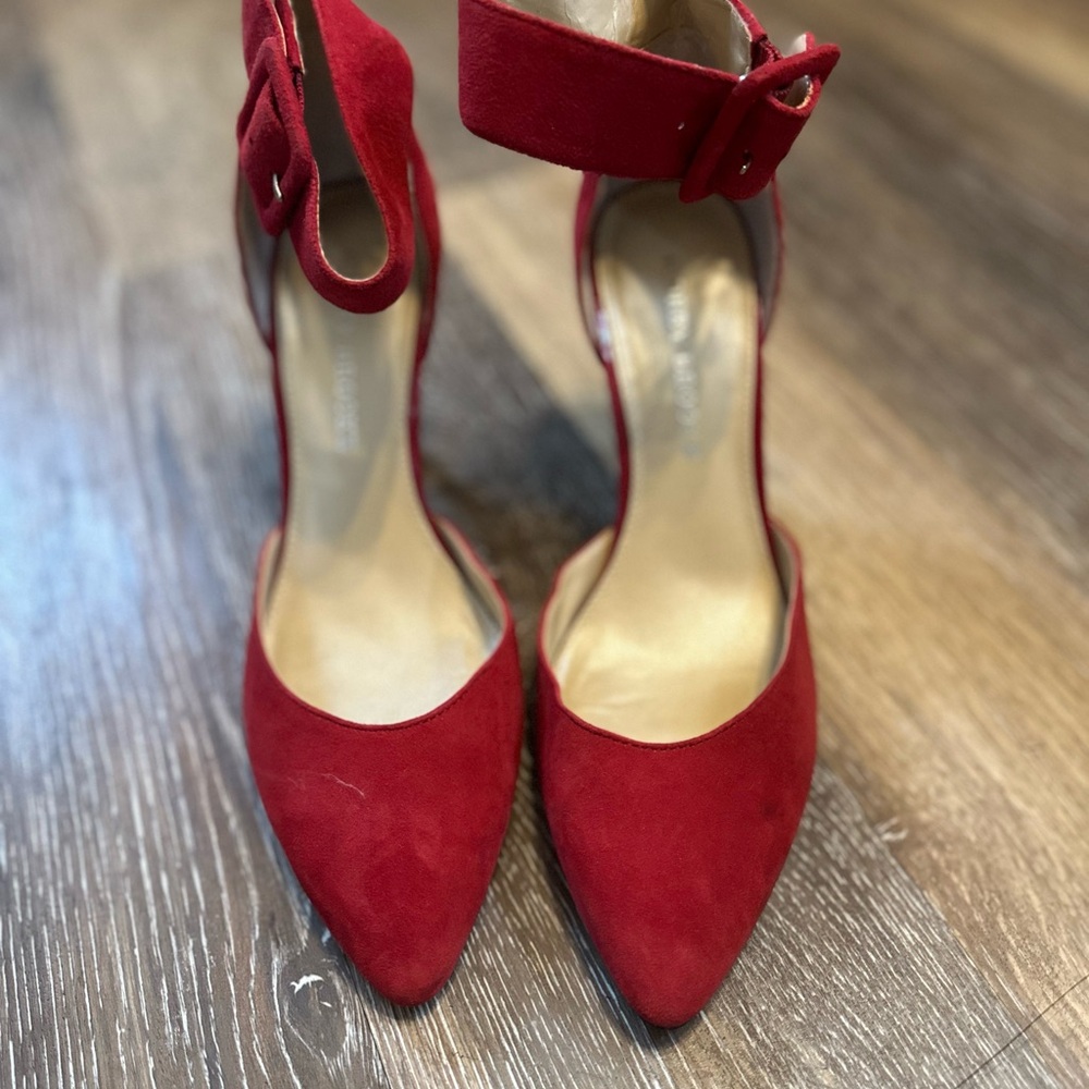 Audrey Brooke Red Suede Kitten Heel